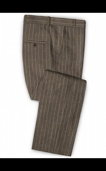 Brown Linen Striped Men Suits Online | Two Pieces Business Tuxedo with Two Pieces_3
