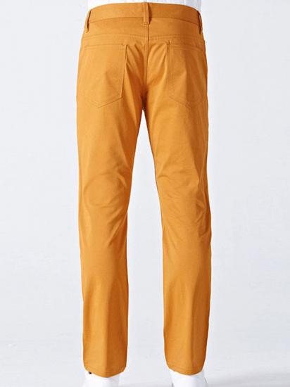 Orange Cotton Made-to-Order Solid Mens Casual Trousers_3