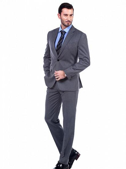 Notch Lapel Two Piece Dark Grey Mens Suits with Three Flap Pockets_2