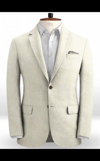 Beach Ivory Linen Men Suits Wedding Suits | Slim Fit Casual Groom Prom Tuxedos_1