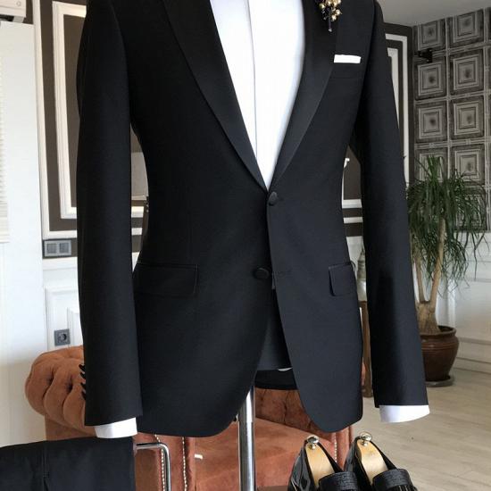 Cedric Traditional Black Peaked Lapel Slim Fit Business Suit_1