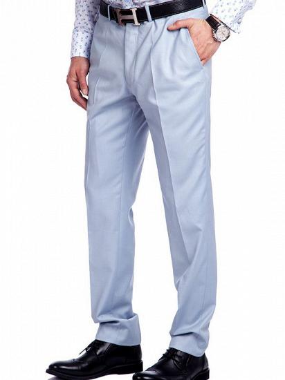 Solid Light Blue Mens Suits with Flap Pockets_9