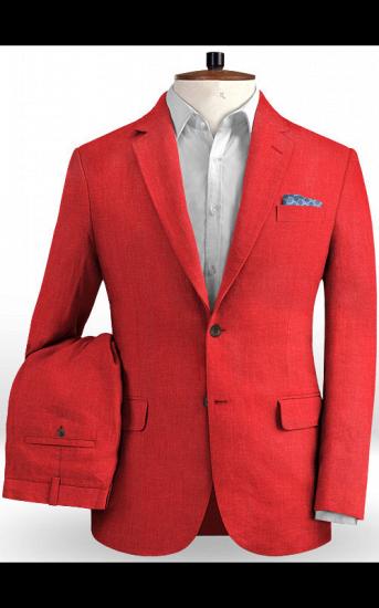 Red Wedding Groom Men Suits | 2 Pieces Jackt Pants Vest Tuxedo with Notched Lapel_2