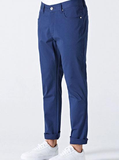 Modern Curl-Up Blue Cotton Solid Mens Ninth Pants for Leisure Suits_3
