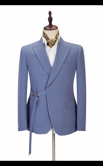 Preston Ocean Blue Peaked Lapel Slim Fit Men Suits for Prom_1