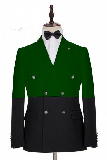 Marcos Dark Green and Black Bespoke Slim Fit Double Breasted Men Suits_1