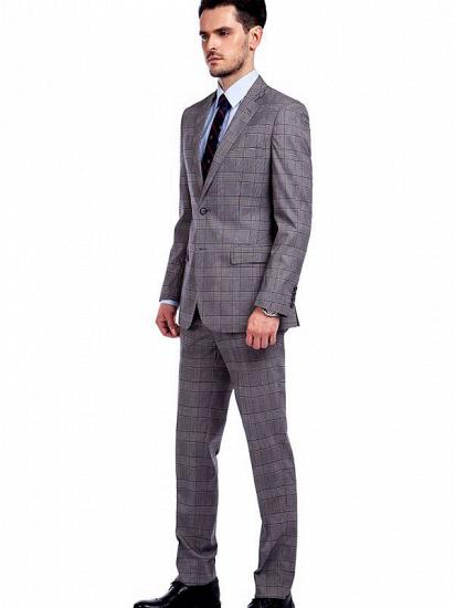 Popular Check Slim Suits Grey Mens Suits for Business_2