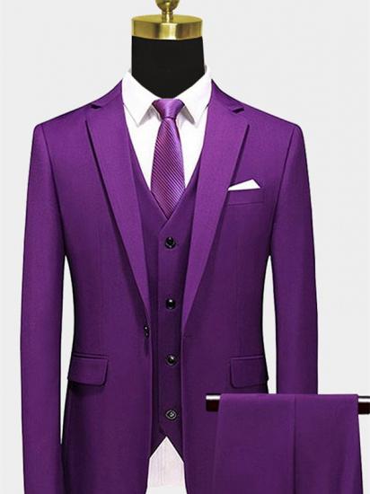 Purple Men Suits For Prom | Three Pieces Tuxedo with Notched Lapel_1