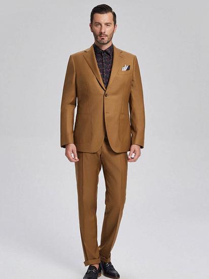 Silas Stylish Patch Pocket Gold Brown Mens Suits for Formal_1
