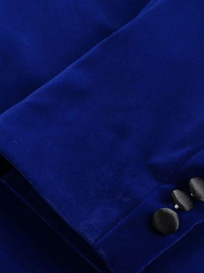 Royal Blue Velvet Tuxedo Jacket | Shawl Lapel Prom Suits Online_4