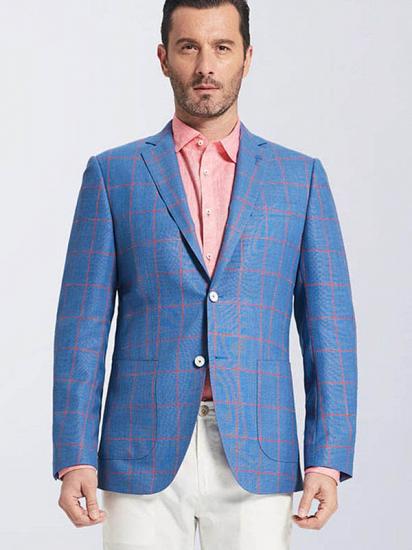 Stylish Patch Pocket Blue Blazer Jacket | Pink Plaid Blazer for Men