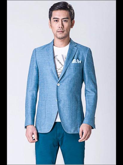 Fashion Blue Jacket | Notched Lapel Men Suit_1
