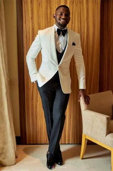 Sergio Fashion Slim Fit White Wedding Suit for Groom_1