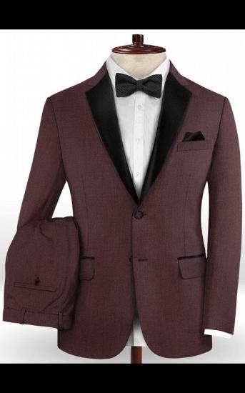 Classic Burgundy Two Button Men Suit | 2 Pieces Business Men Wedding Suits_2