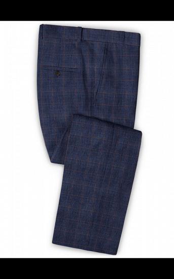 Blue Plaid Linen Tuxedo Online | Casual Two Pieces Slim Fit Men Suits_3