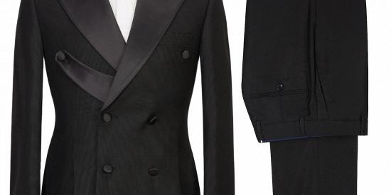Gavin latest Design Black Double Breasted Peaked Lapel Best Fitted Men Suits_2