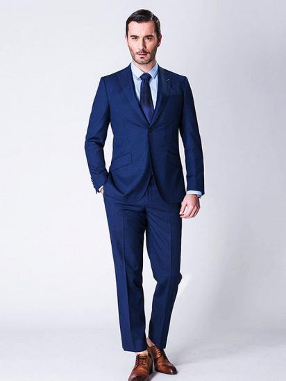 Aaden Chic Navy Blue Peak Lapel One Button Formal Mens Suits
