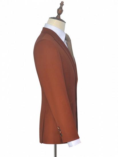Two Button Dust Orange Mens Suits | Peak Lapel Flap Pockets Suits for Business_4