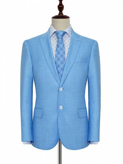 Peak Lapel Two Button Casual Mens Suits for Business | Blue Suits with Peak Lapel_1