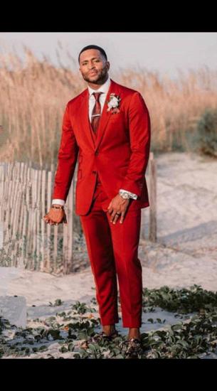 Alexander Red Three Pieces Stylish Velvet Peaked Lapel Men Suits_2