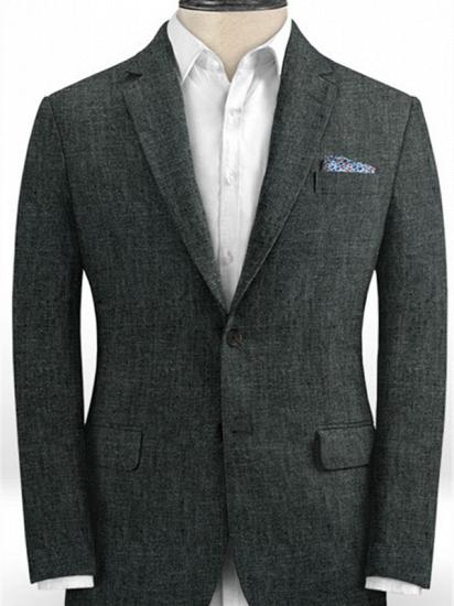 Dark Gray Two Pieces Men Suits | Formal Business Linen Tuxedo Online_1