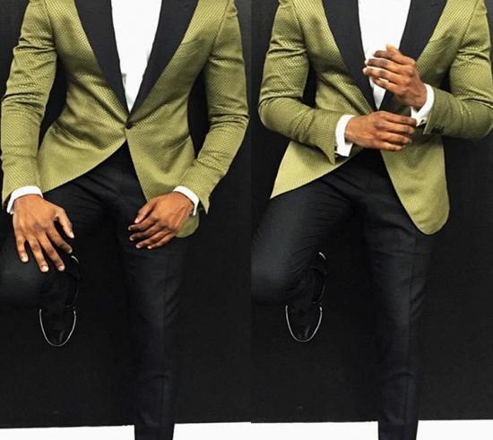 Stylish One Button Slim Fit Prom Men Suit with Black Lapel