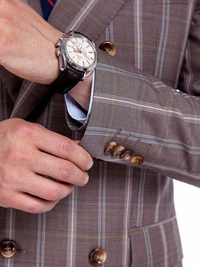 Peak Lapel Plaid Double Breasted Premium Mens Suits with Flap Pocket_6