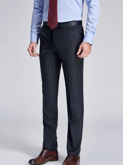 Gentlemanly Light Grey Stripes Straight Dark Grey Suit Pants for Men_2