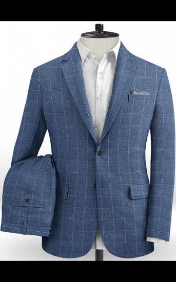 Navy Blue Groomsman Suit | New Arrival Plaid Tuxedo with Two Pieces_2