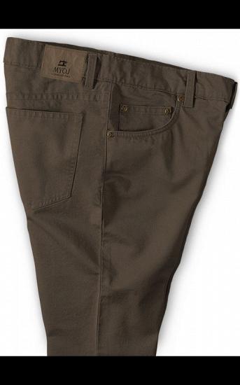 Fashion Brown Slim Zipper Fly Mid Waist Male Casual Pants_3