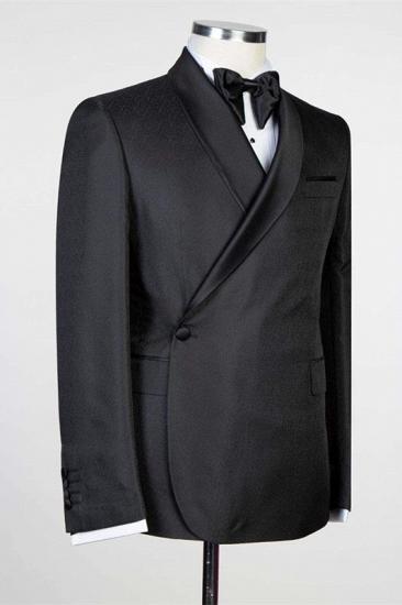 Douglas Simple Black Fashion Shawl Lapel Men Suits for Wedding_2