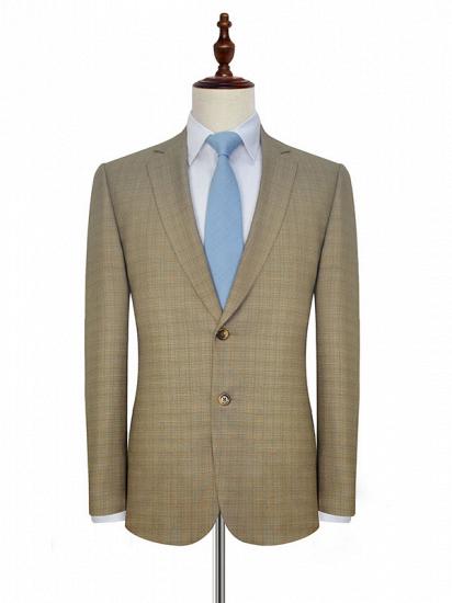 Stylish Khaki Small Check Leisure Suits for Men | Two Button Mens Suits Online_1