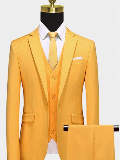 Gold Three Pieces Notched Lapel Men Suits | Corey Formal Tuxedo_1