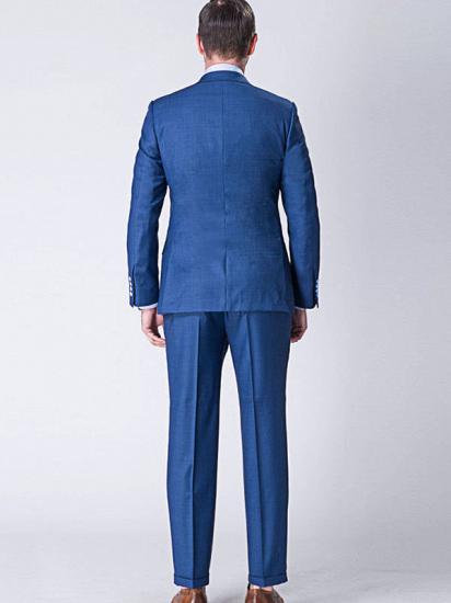 Stylish Peak Lapel to Measure Blue Mens Suits for All Seasons_3