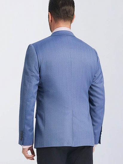 Chic Blue Herringbone Pure Business Suit Blazer for Men_2