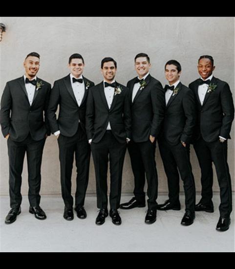 Hunter Handsome Black Peaked Lapel Bespoke Men Suits for Wedding_2