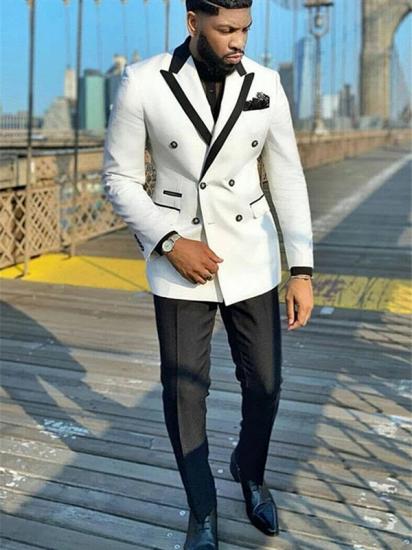 New Arrival White Double Breasted Peaked Lapel Fashion Wedding Suits