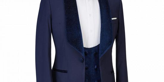 Dylan latest Design Navy Blue Best Fitted Three Pieces Sparkle Men Suits_4