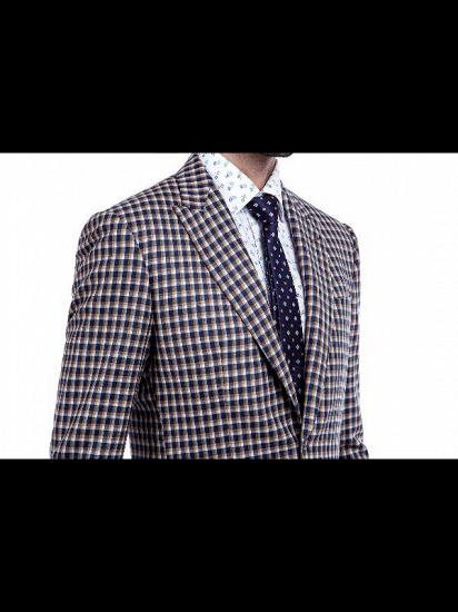 Peak Lapel Check Pattern Mens Premium Suits Sale Online_5