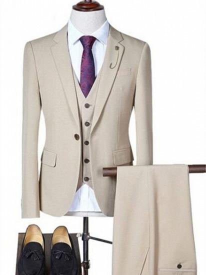 Light Champagne 3 Pieces Business Suit Men | Casual Slim Fit Social Blazer Pants Suit Set_1