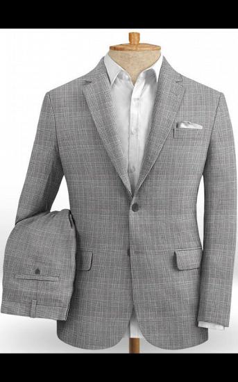 Slim Fit 2 Pieces Grey Prom Suits | New Summer Linen Wedding Groom Tuxedo_2