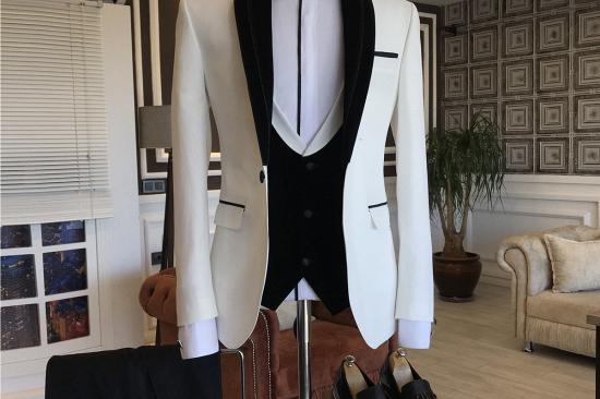 Hardy Black White Shawl Lapel Slim Fit Wedding Tuxedos_2