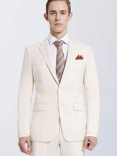 Modern Cream Slim Fit Prom Suits | Notch Lapel Casual Leisure Suits for Men_2