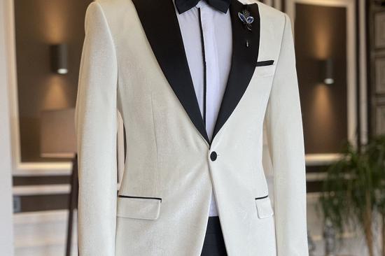 Max Simple White 2 Pieces Peaked Lapel Prom Suits For Men_2