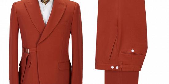 Giovanni Newest Peaked Lapel Slim Fit Orange Men Suits for Casual_3