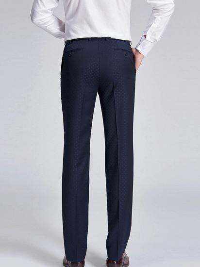 Stylish Blue Dots Dark Navy Suit Pants for Weddings_3