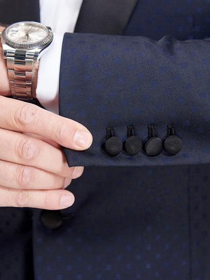 Gentle Blue Dots Shawl Lapel Wedding Tuxedos | Dark Navy Wedding Suits for Men_9