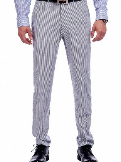 Modern Grey Stripes Seersucker Leisure Suits for Casual_6