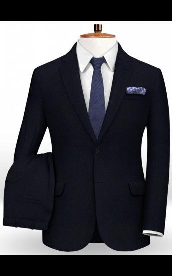 Dark Blue Latest Two Pieces Men Suits | Business Notch Lapel Tuxedo for Men_2
