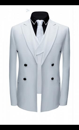 Formal White Business Men Suits with Three Pieces | Peak Lapel Suit Online_1